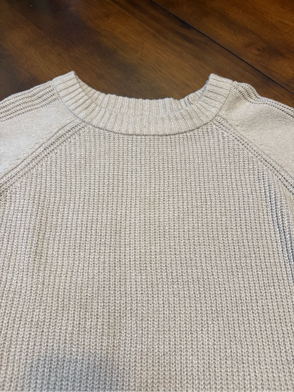 Pink Clover Light Beige Ribbed Raglan Pullover Sweater - Picture 3 of 15